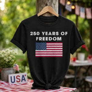 250 Years of Freedom Shirt – USA 250th Anniversary American Flag T-Shirt